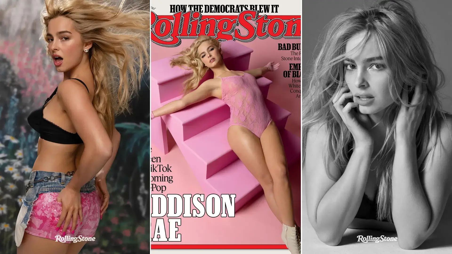 Addison Rae in a stylish photoshoot for Rolling Stone magazine's February 2025 cover