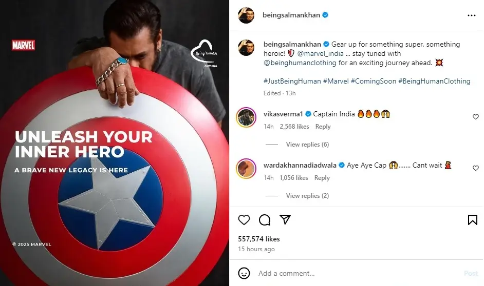 Salman Khan's Instagram Posts Marvel Collaboration and Birthday Celebration